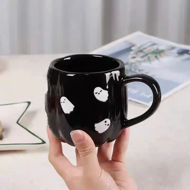 1pc 360ml Halloween Ceramic Mugs Pumpkin Ghost Ceramic Water Cup Novelty Milk Tea Mug Coffee Cup Halloween Decoration Gifts