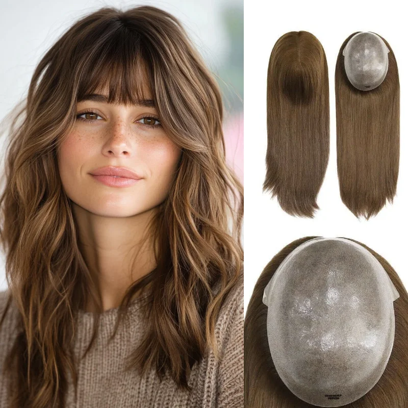 Human Hair PU Base Women Hair System 7x9 14inch Hand-Tied Topper In Stock 72H Ship Wholesale Color 1B #4 #613 Dropship