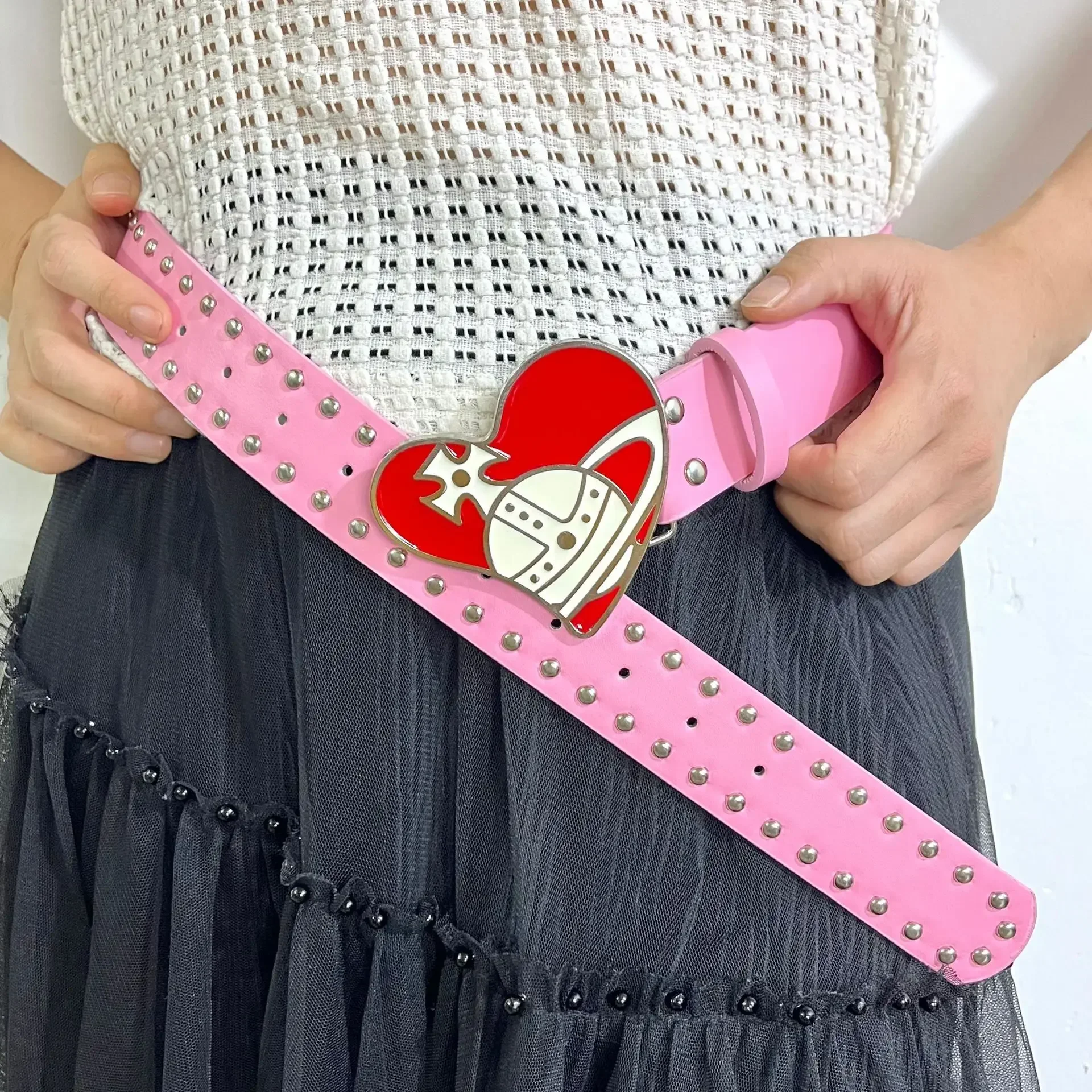 2024 NEW Letter Buckle Women Waist Belts Candy Color 2024 Design Y2K Rivet  PU Leather Jeans Belt Cinturon Flores Niña Ceinture