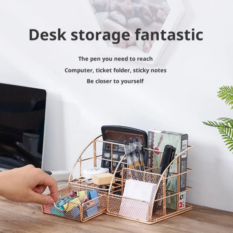 

Desktop Metal Storage And Organizing Rack Multi Functional Stationery Storage Rack Cosmetics Shelf