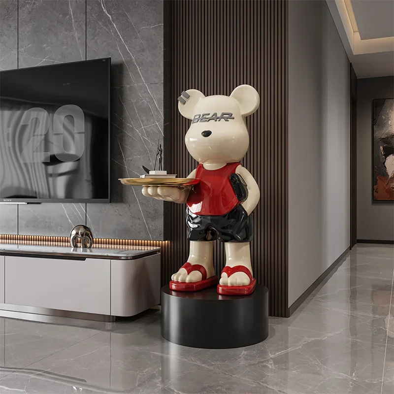 

Luxury Resin Sculpture Bear Floor Ornament Bluetooth Speaker,Home Living Room TV Cabinet,Side Statue Tray Decoration Customized