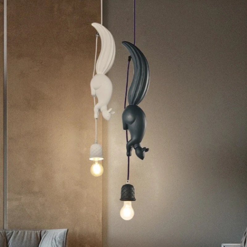 

Скандинавские светодиодные подвесные светильники с белкой из смолы, современная промышленная детская комната, кухня, подвесной светильник, лофт, светильники с животными, декор