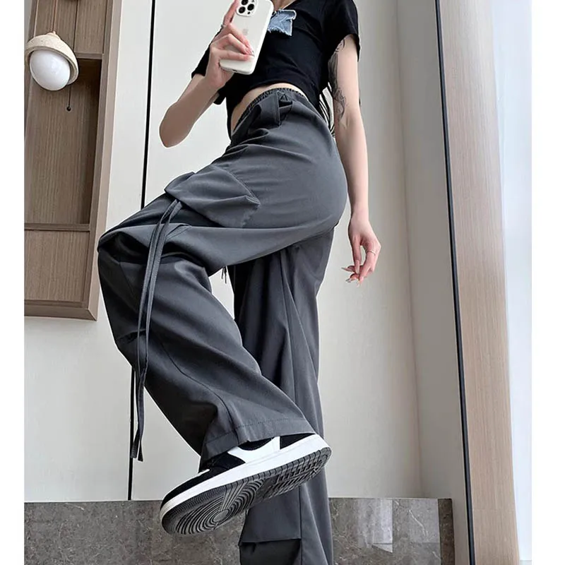 Women's oversized casual wide leg pants  cool workwear good autumn and winter dopamine loose retro slimming straight tube