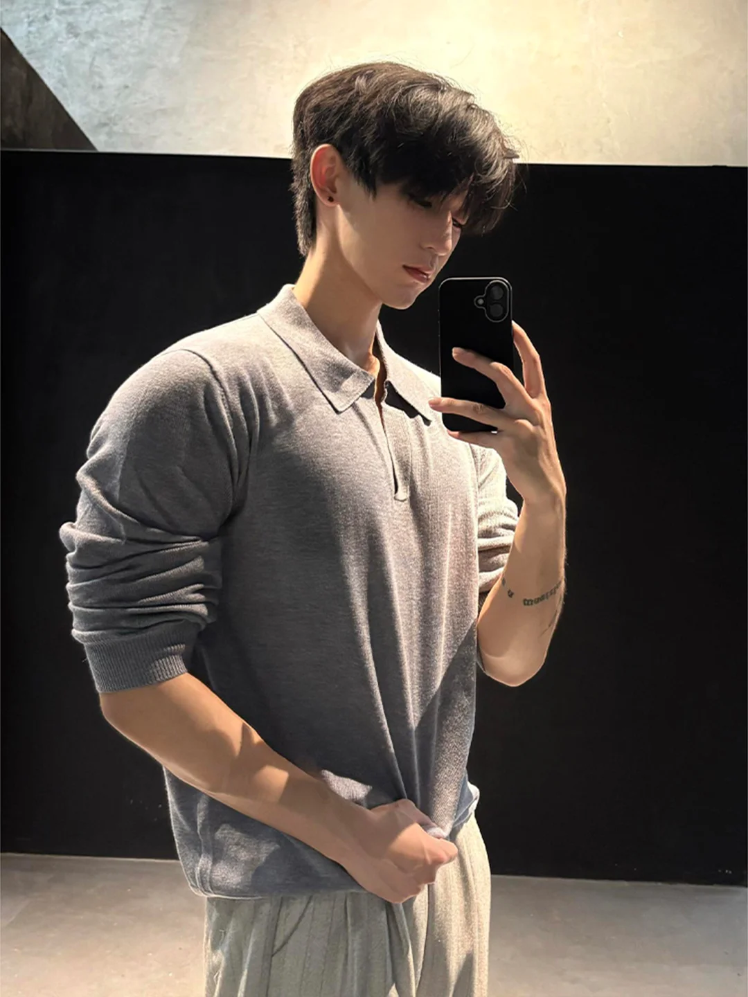 

Мужской вязаный свитер Gray Oystercatcher с V-образным вырезом и длинными рукавами, приталенный, в американском стиле, премиум-класса, для повседневной носки в городе
