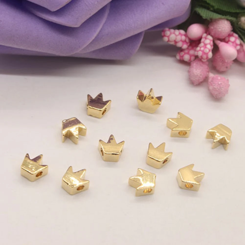 

20 Pcs Crown Beaded Accessories Beads DIY Jewelry Necklace Gold Plated Copper Handmade Bracelet