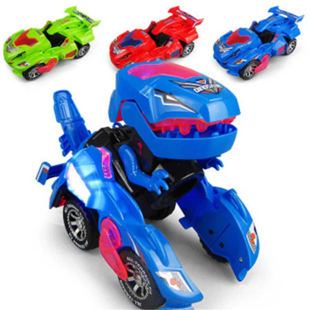 With LED Light Electric Transforming Dinosaur Car Toy Deform Toys Model Dinosaur Car Educational 2 In 1