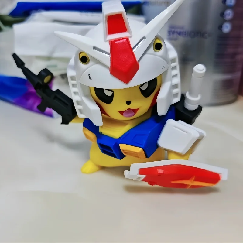 In Stock 11cm Pikachu Cos Gundam RX78 Mecha Action Figures Model Cute Cartoon Tide Play Anime Figure Model Toy Gift