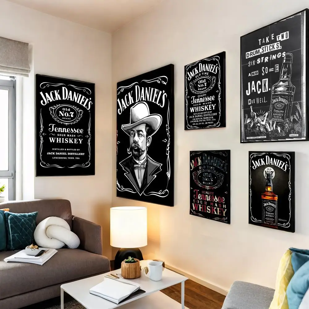 بارد J-JACK D-DANIELS القديم رقم. 7 لوحة الخط قماش HD ملصق جدار الفن الداخلي المدخل ديكور المنزل هدايا العيد #3