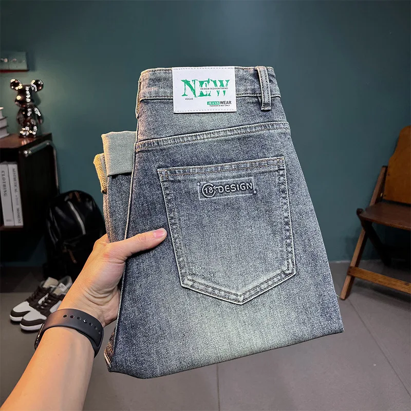 2024 New retro jeans MEN'S summer thin high street fashionable casual loose straight casual boys jeans