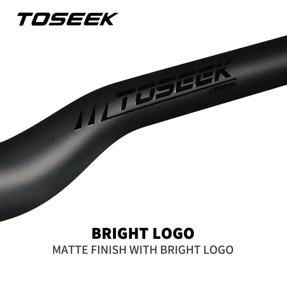 TOSEEK-Bicycle Handlebar, Full Carbon Fiber, Matte Handlebar, Mountain Bike Accessories, Stem End Clamp Diameter 31.8 580-760mm