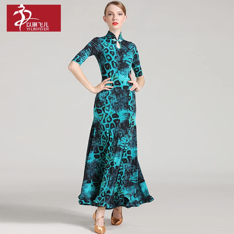 Cheongsam Style Adult Modern Dress National Standard Dance Costume Social Practice Suit