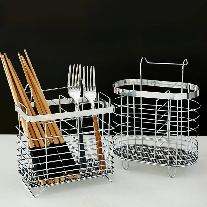 【Peace】Suspension Type Household Stainless Steel Kitchen Cutlery Holder Drainer For Chopstick Forks Spoons Storage Organizer
