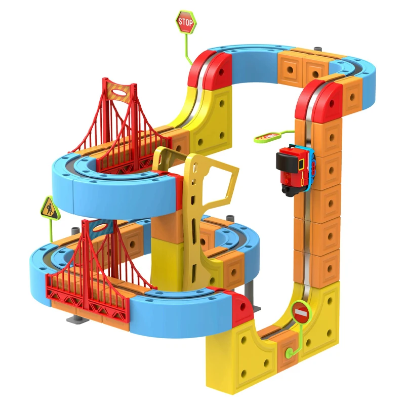 Nieuwe 66PCS Rail Elektrische Magnetische Treinspoor Sets DIY Raceauto Building Kits Zwaartekracht-Defying Trein STEM Leren kerstcadeau