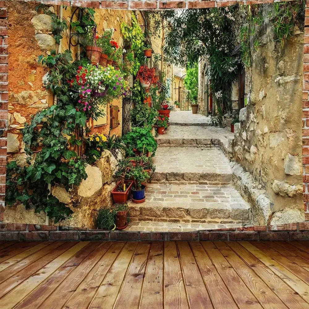 Nature Tapestry Idyllic Village Small Town European Pastoral Scenery Tapestry Wall Hanging Decor for Bedroom Living Room Dorm
