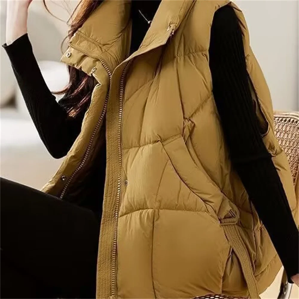 

Fashion New Autumn Winter Black Solid Color Waistcoats Cardigan Vest Coat Women Coats Elegant Office Lady 2025 New Vest Tops
