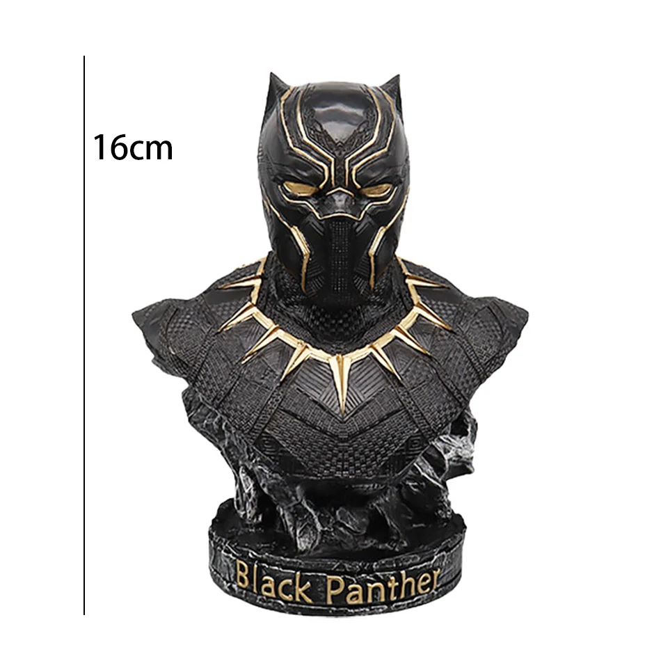 16CM Iron Man Panther Bust Anime Figure Statue marvel Avengers Large Figure Living Room Ornament Resin Collection Gift Toys