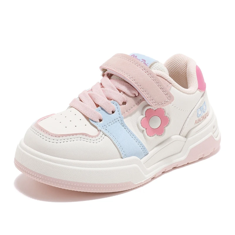 Zapatillas de deporte bonitas para niña, zapatos de tenis bordados con flores a la moda para niños, zapatillas para correr escolares para primavera y otoño, Patchwork