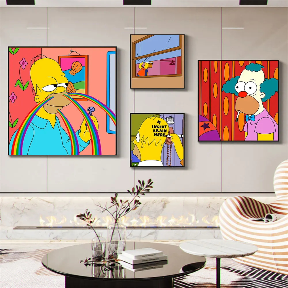 

Funny Disney The Simpsons Big Butt Skinner Insert Brain Here Poster Pop Wall Art Canvas Poster Decor Children's Room Kids Gift