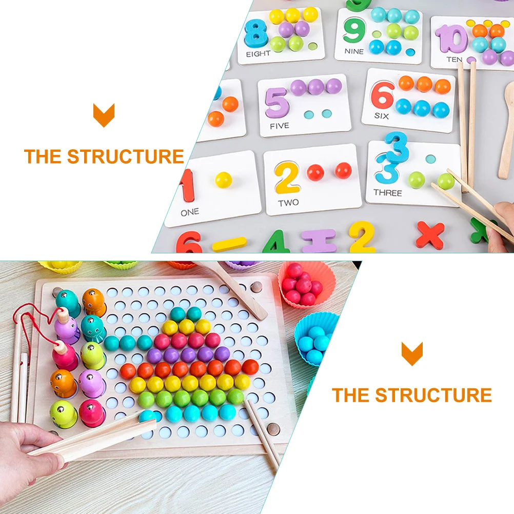

6pcs Wooden Kids Fine Motor Tweezers Tools Smooth Safe Beads Clip Educational Montessori Parent Child Game Term Use
