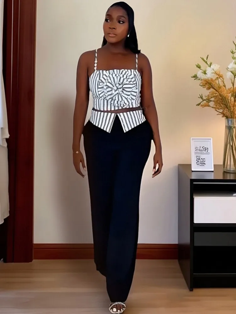 

Женский комплект из 2 предметов, Дашики, африканская одежда, лето-осень, новый модный топ без рукавов и брюки, костюм для вечеринок, женские одинаковые комплекты