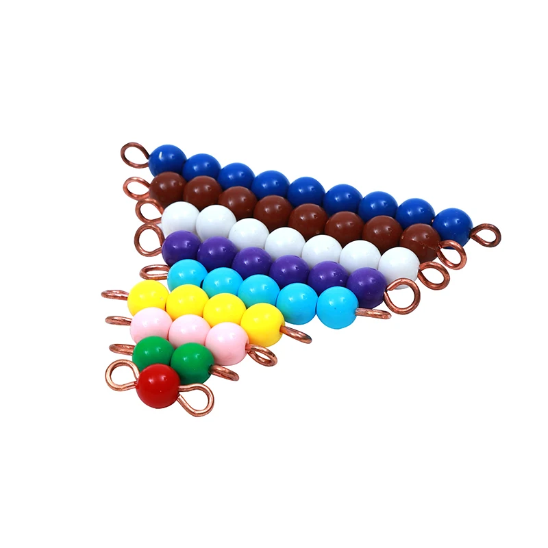 몬테소리 구슬 교구 세구인 틴 보드용 홀더 포함 진주 막대 & 1-9 색깔 구슬 계단 수학 장난감 어린이 숫자 세기 게임