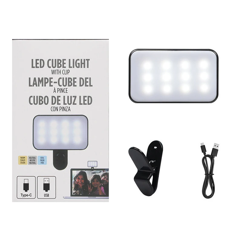 Pocket RGB Fill Light Portable LED Light Video Mini Phone Fill Light Smartphone Selfie Adjustable RGB Light With Free Clip