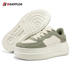 Baasploa Women Casual Sneakers Leather Platform Sneakers for Women Classics Comfort Skateboarding Shoes Non-Slip