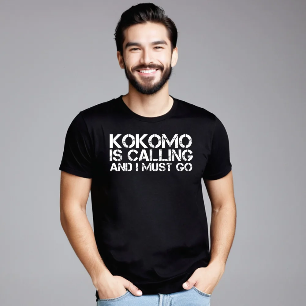 Loose KOKOMO IN INDIANA Funny City Funny Short Sleeve T Shirt Mother Day Crew Neck Combed cotton Tees for Men T Shirt Birthday