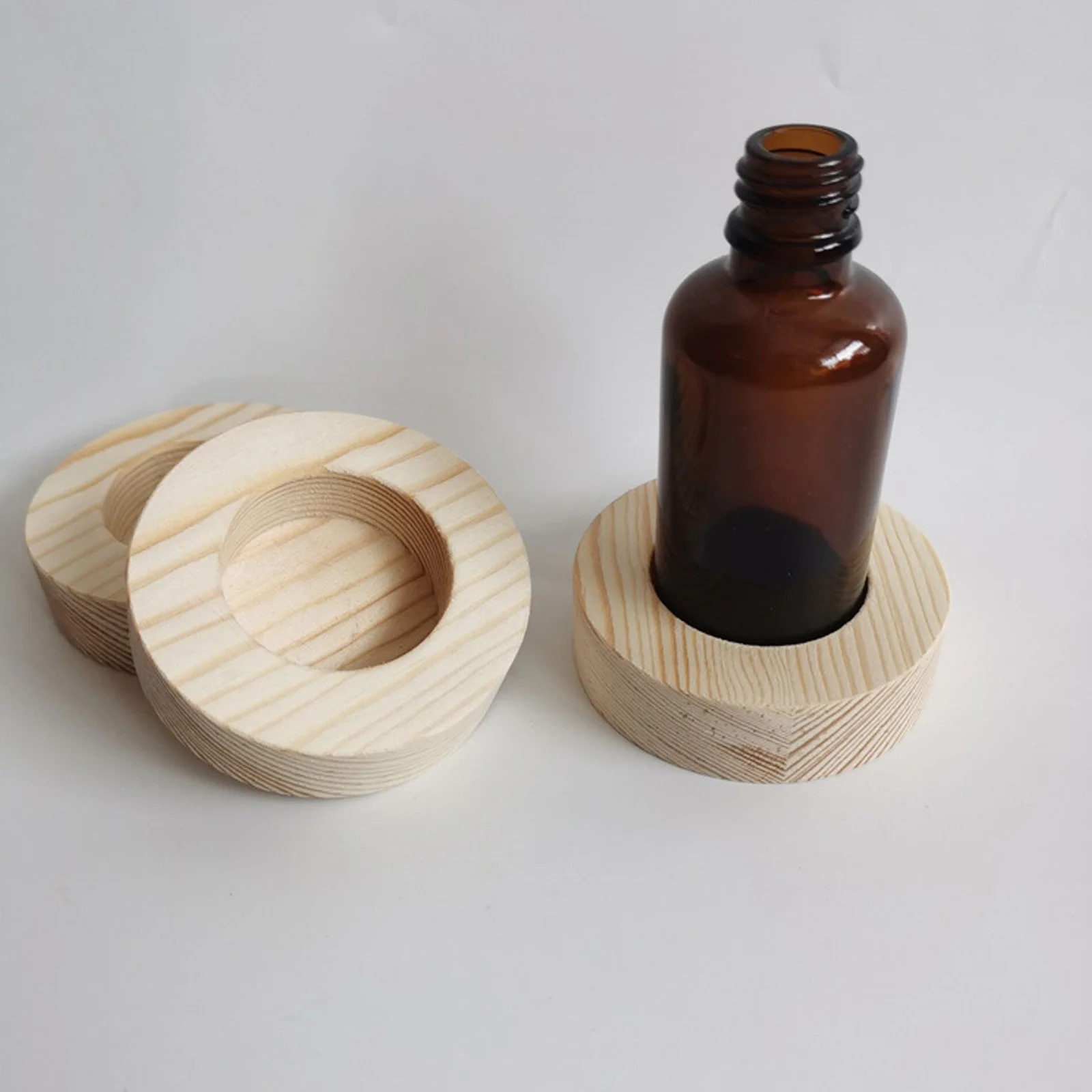 

4 Pcs Essential Oil Storage Box Display Shelf Oils Rack Racks Perfume Organizer Khaki Round Tray for Bottle Holder