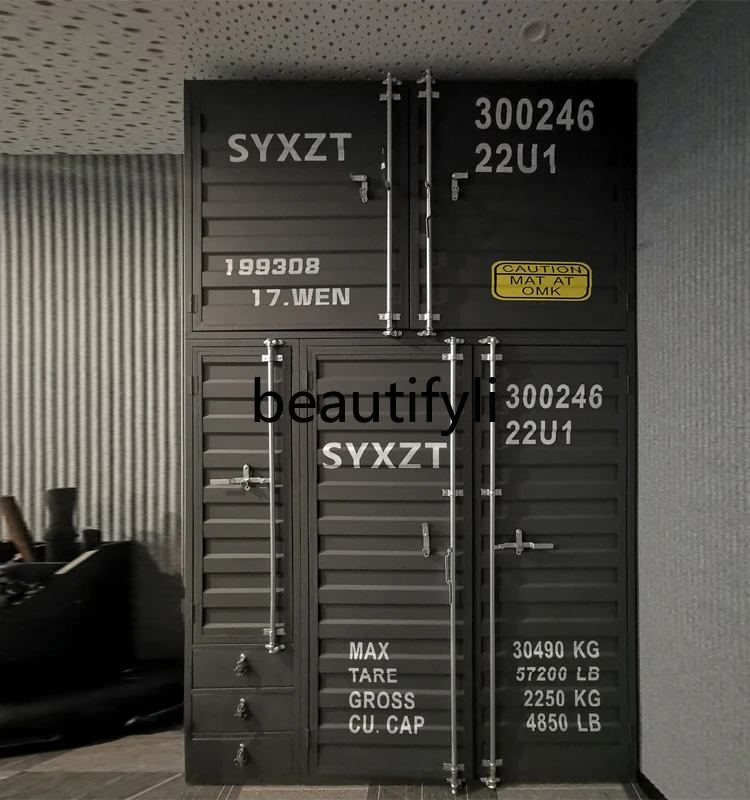 

Container Bedroom Locker Industrial Style Iron Storage Wardrobe Vintage Clothes Hat Storage Cabinet