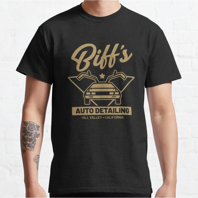 Biff's Auto Detailing 80s película de ciencia ficción vintage Regreso al futuro Máquina del tiempo Delorean Camisetas gráficas talla grande Adulto S-6XL