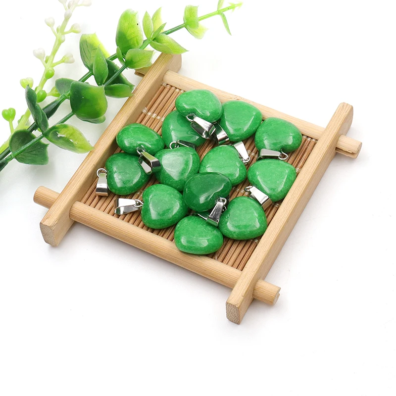 Natural Malaysian Jade Heart Pendant 20mm Love Stone Beads For DIY Jewelry Making Reiki Energy Chakra Healing Elegant Gift
