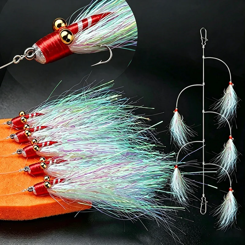 5 Bags Crazy Charlie Rigs Mad Charlie Sabiki Rigs Saltwater Fishing Lures Bait Real Fish String Hook Mackerel Flash Sabiki Rigs