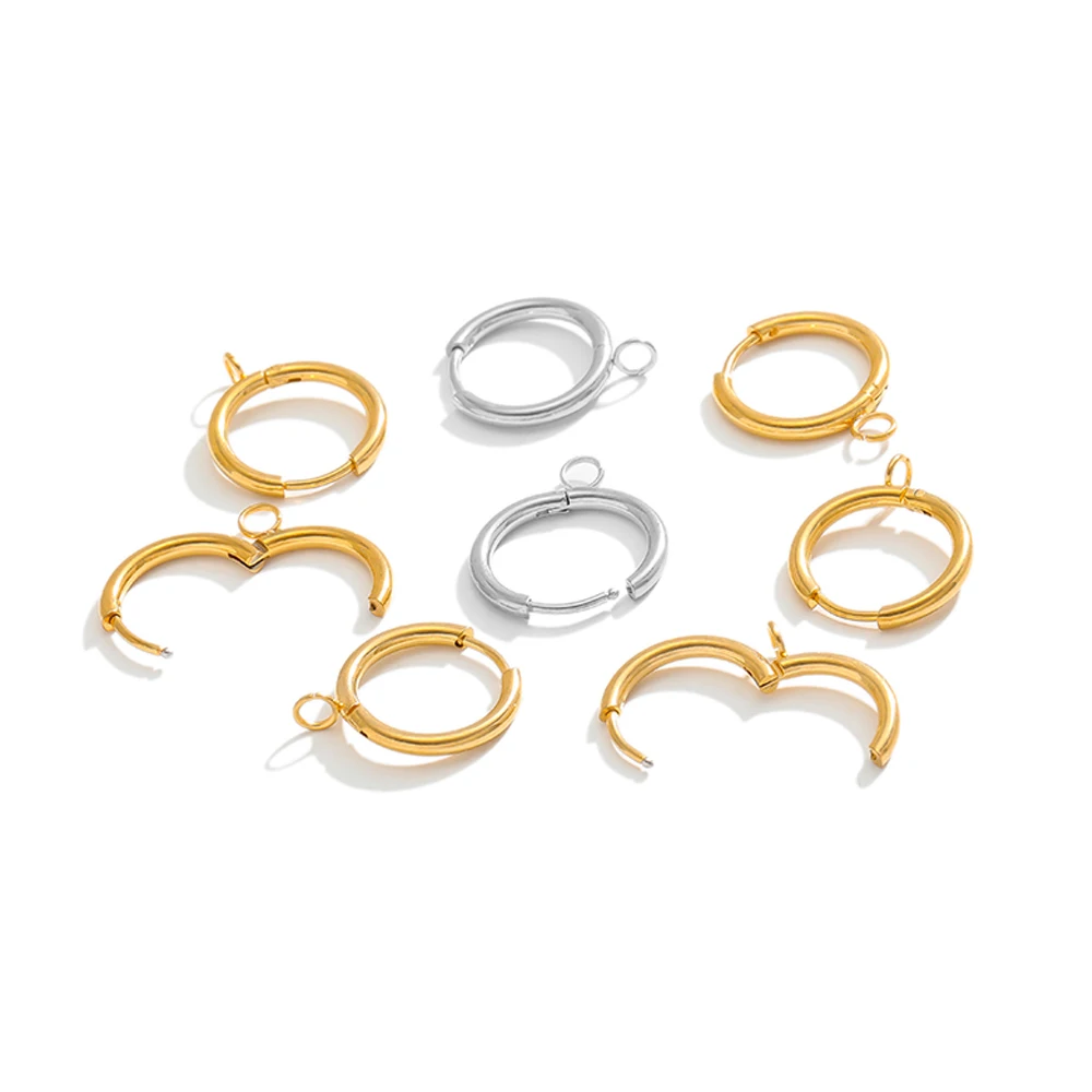 10Pcs/lot Stainless Steel Gold Color Earrings Hooks with Ear Post Jump Ring Bulk for DIY Jewelry Making Trendy Earrings Supplies