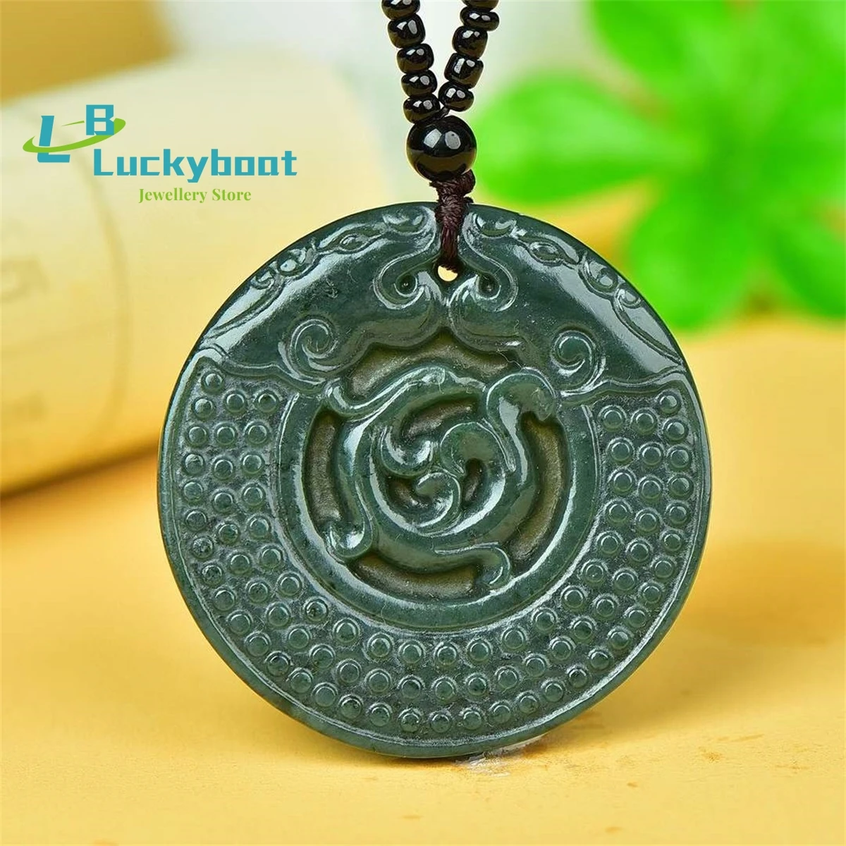 Natural Hetian Qingyu Imitation Ancient Dragon Round Tag Pendant Simple and Personalized Exquisite Versatile for Men and Women