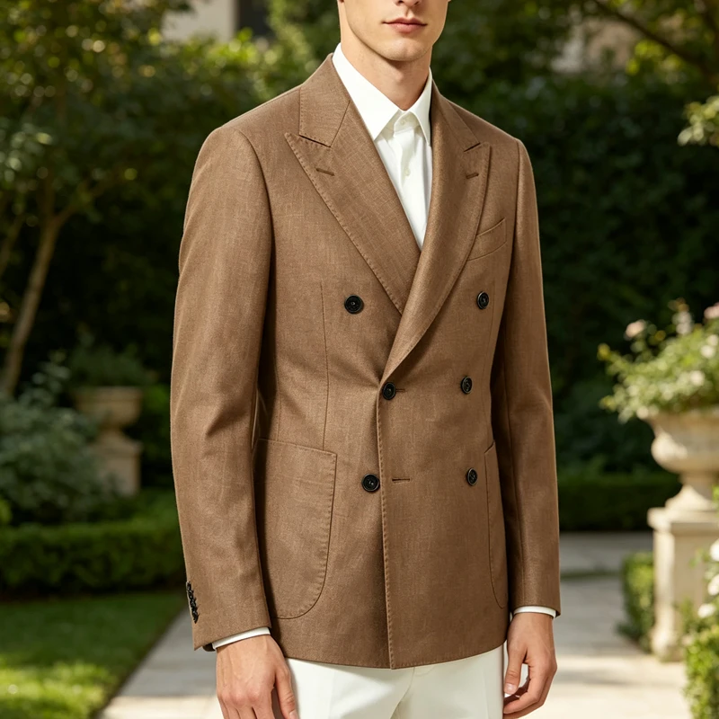 Men's Linen Blazer Notched Lapel Slim Fit Suit Jacket Lightweight Breathable Business Casual For Summer Wedding Office Party