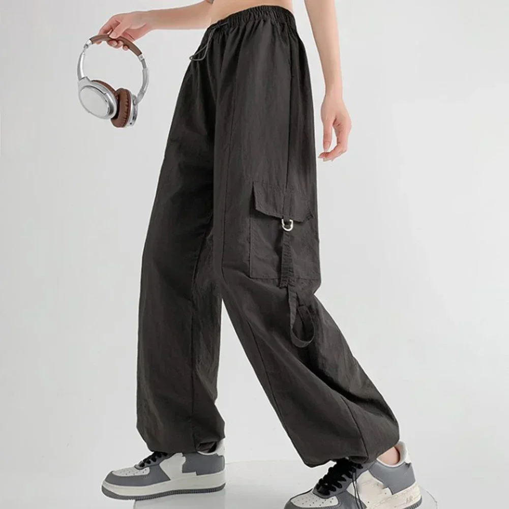 Pantaloni da donna glamour neri Pantaloni casual streetwear a gamba larga Pantaloni Nuovo di zecca Design alla moda Microelasticità