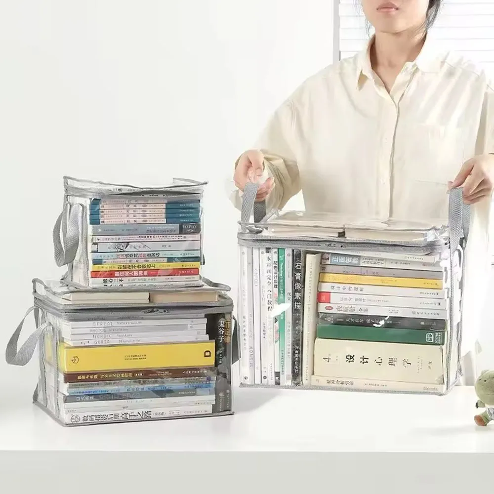 Foldable Book Box Student Dormitory Classroom Organizer Transparent Waterproof Household Storage Container School Books Desk