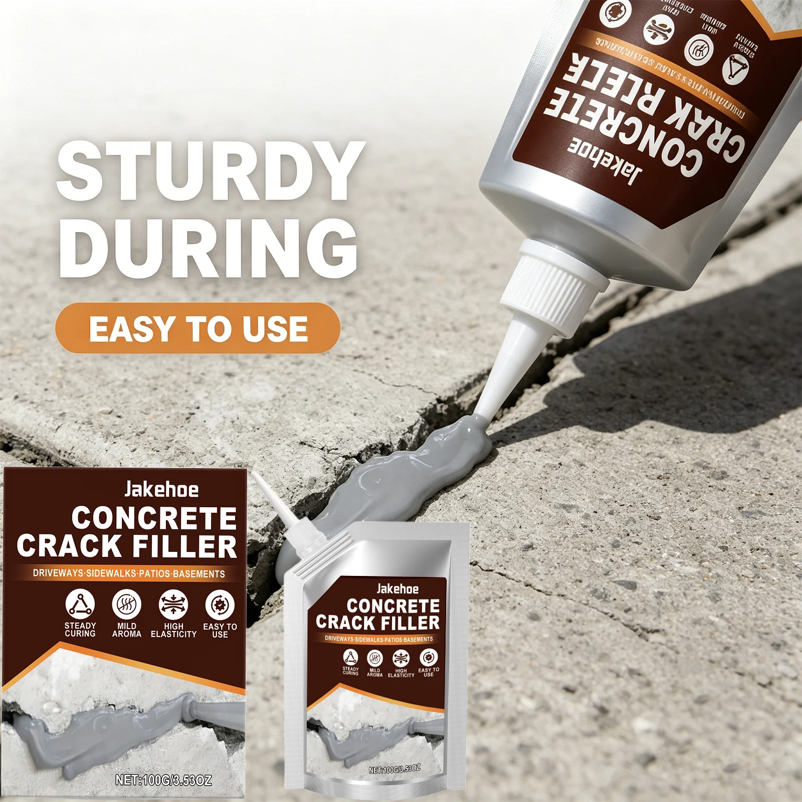 Self-Leveling Concrete Crack Sealant Quickly Repair Cracks and Fill Gaps Waterproof & Durable Easy-to-Use Concrete Crack Filler