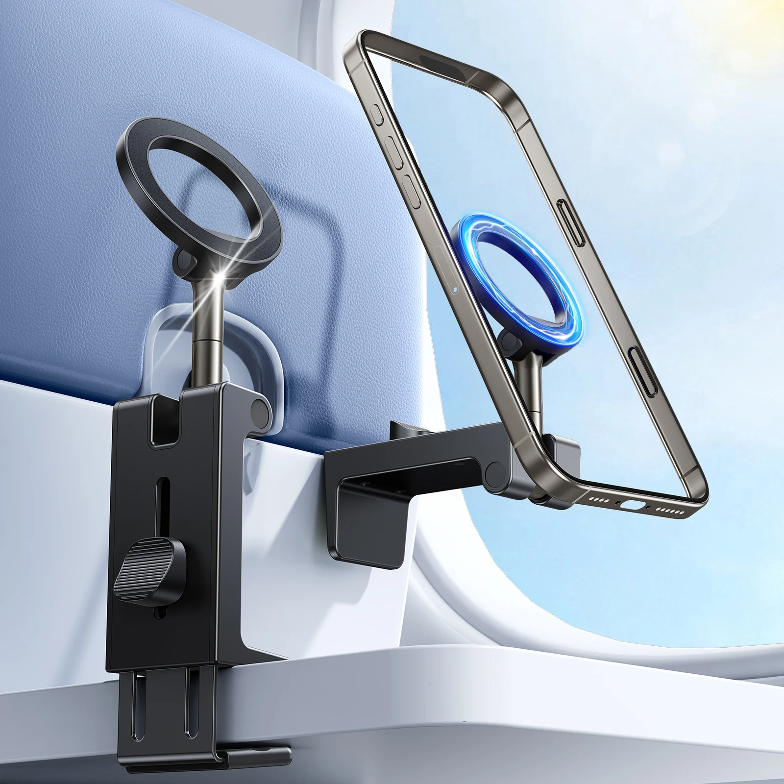 Eary Universal Travel Phone Holder Mount For Desk With 360° Rotation Long Flight Must Have Phone Stand  Accessory For Airplane