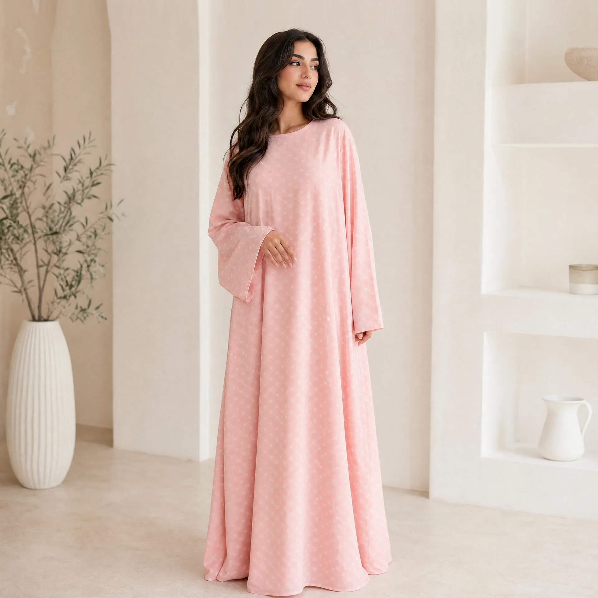 Dresses Women Muslim Abaya Party Polka Dot Dress Eid Jalabiya Ramadan Kaftan Morocco Dubai Abayas Islam Vestidos Arab Long Robe