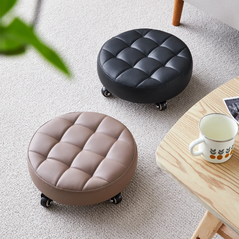 Pulley Low Stool Household Beauty Sewing Stool Rotary Round Stool Mobile Seat Simple Modern Chair Nordic Furniture Accessories