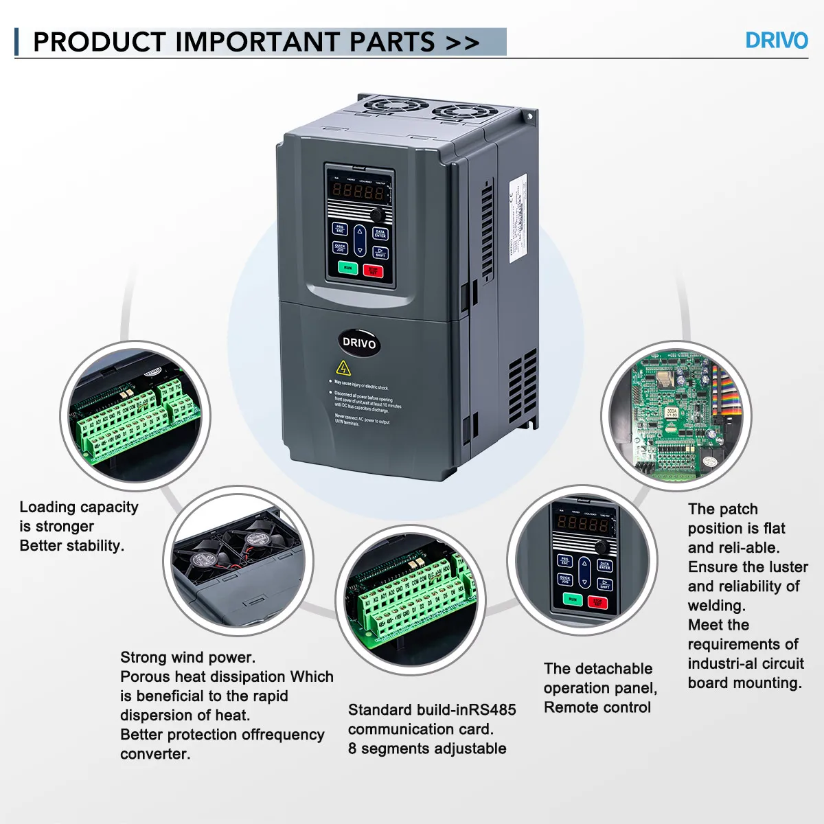AE300-Three-phase 380V 0.4KW VFD Inverter VFD Inverter With Speed Tracking for Dynamic Industrial Loads