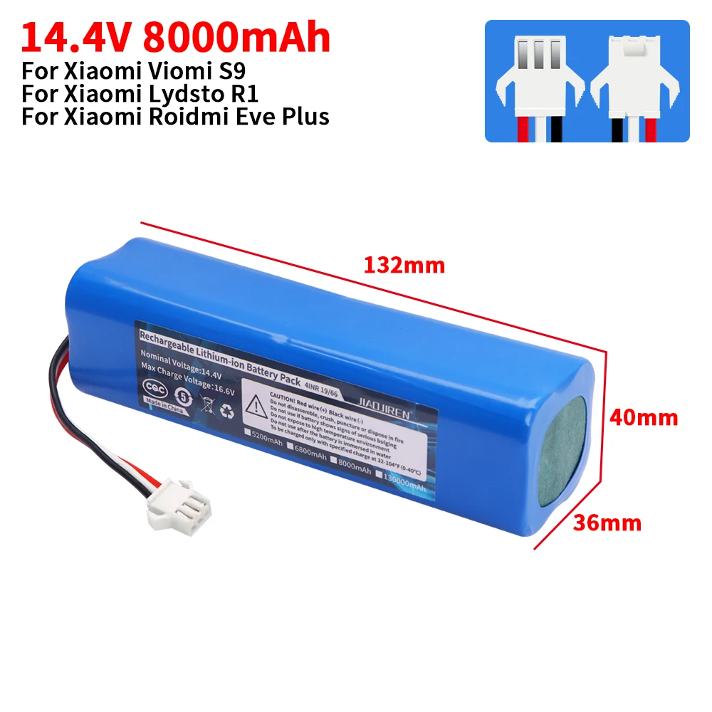 Upgrade 6800mAh 14.8V H18650CH-4S2P Batterij Voor Arnagar S8 Pro/Arnagar S9/Realme TechLife Robot Stofzuiger
