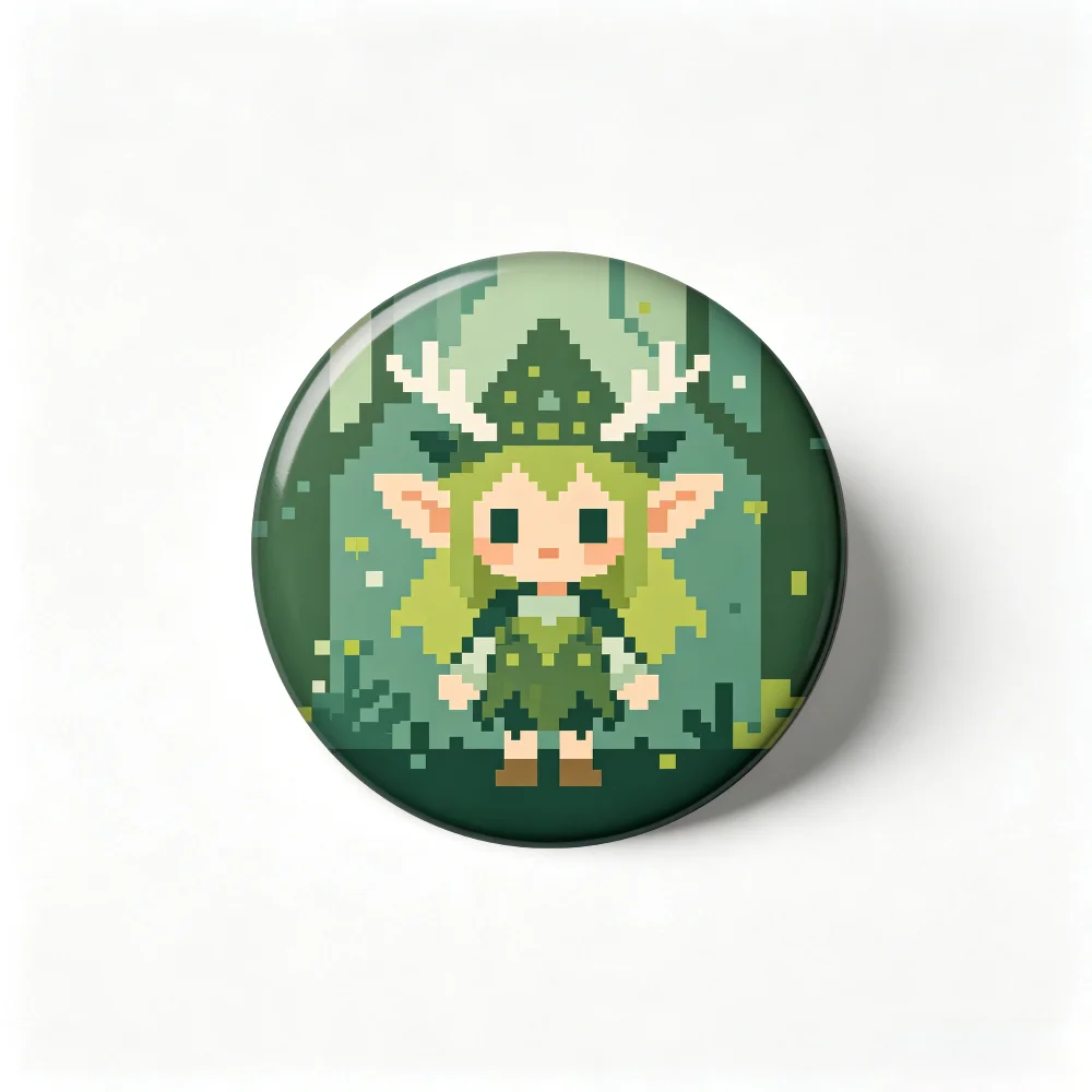 Anime Pins Lapel Pin, Green Pixel Deer Horn Elf Character Badge, Trendy Collectible Brooch Jewelry Gift