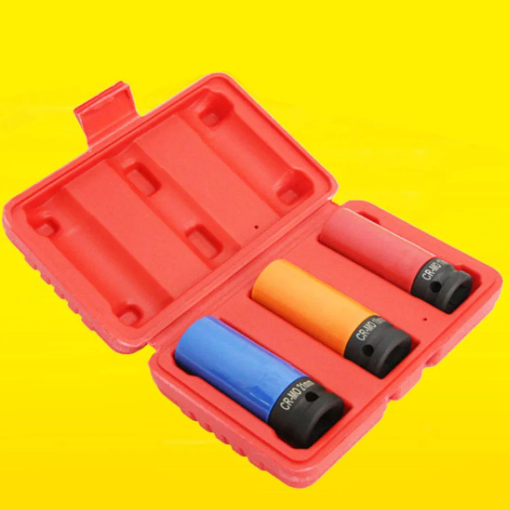 3Pcs 17mm 19mm 21mm Color Sleeve Alloy Thin Wall Wheel Nut Sleeve for Car Disassembly Orange