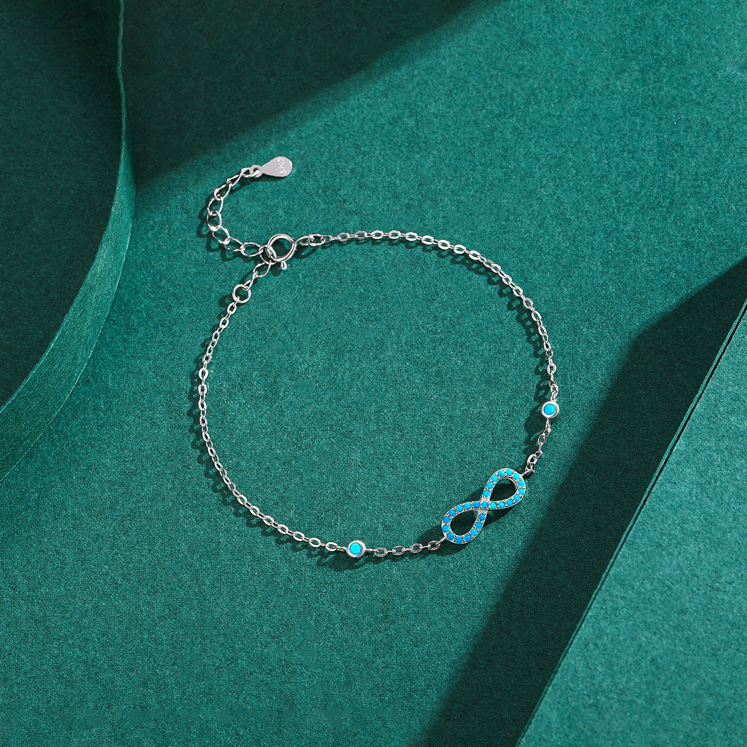 MODIAN Romantic Infinite Love Bracelet 925 Sterling Silver Vintage Natural Turquoise Chain Bracelets For Women Wedding Jewelry