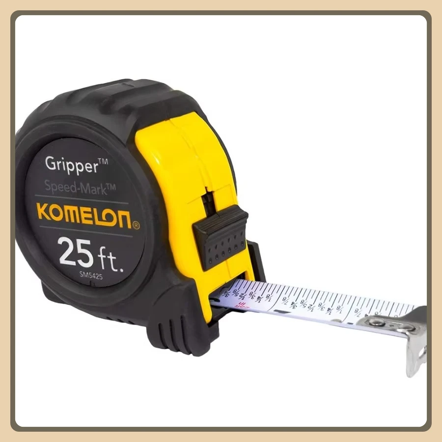 Metro a nastro bianco da 25 piedi, lama in acciaio rivestito in acrilico da 1 pollice con marchio di presa per professionisti