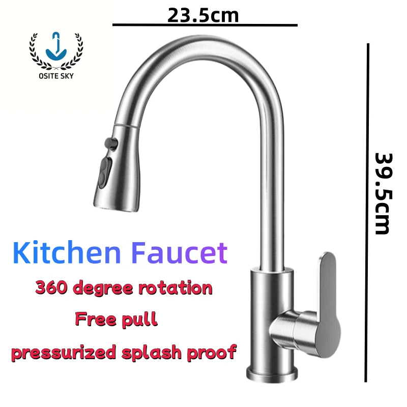 

Pull-out Kitchen Faucet Hot and Cold Two-in-one Household Extension Splash-proof Ceramic Spool Faucet Gourmet Sink Faucet