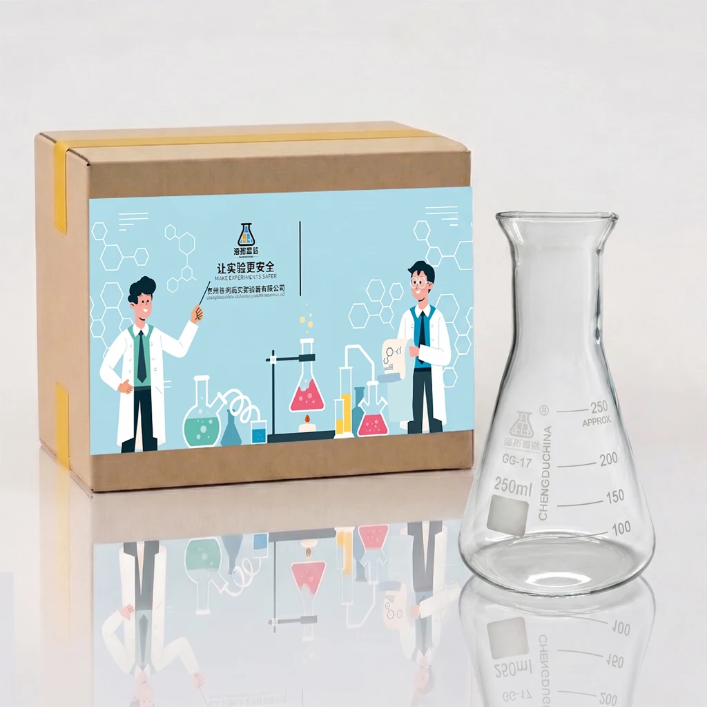1pcs Glass Conical Flask with Bellmouth 50/100/250/500/1000/2000ml Lab Large mouth triangular flask